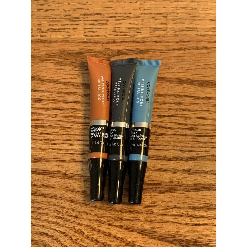 (3) CoverGirl Melting Pout Metallic Liquid Lipstick Sunday Blue Platinum 24 Car